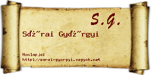 Sárai Györgyi névjegykártya